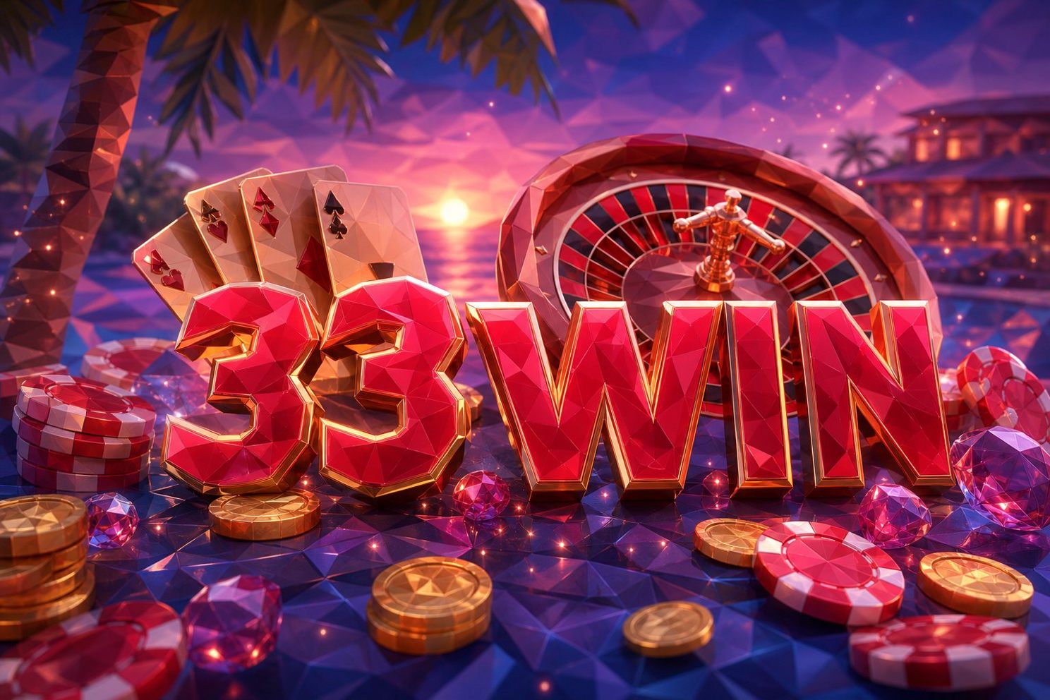 Ảnh bìa bài viết phân tích ưu đãi 33WIN với các biểu tượng quà tặng, xu và thẻ VIP
